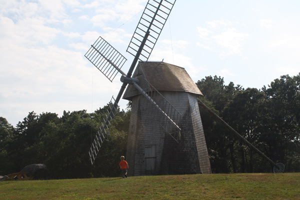 the windmill in drummer boy park in dennis, ma