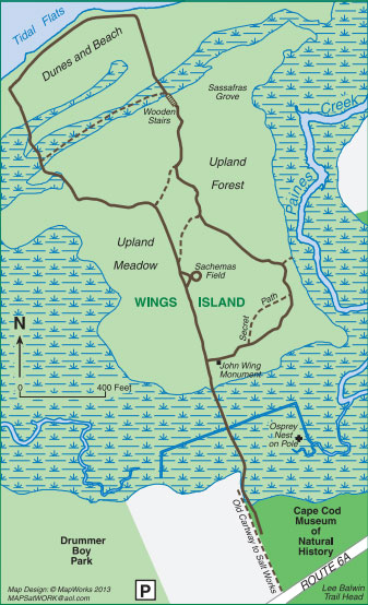 map of john wing trail in brewster, ma