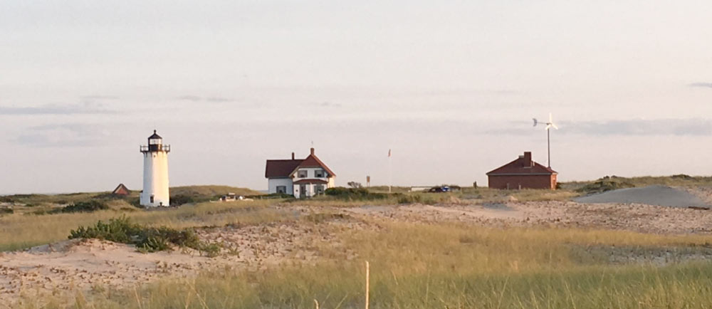 Race Point Lighthouse at the tip of cape cod in Provincetown sits by the ORV trails of Race Point Beach.