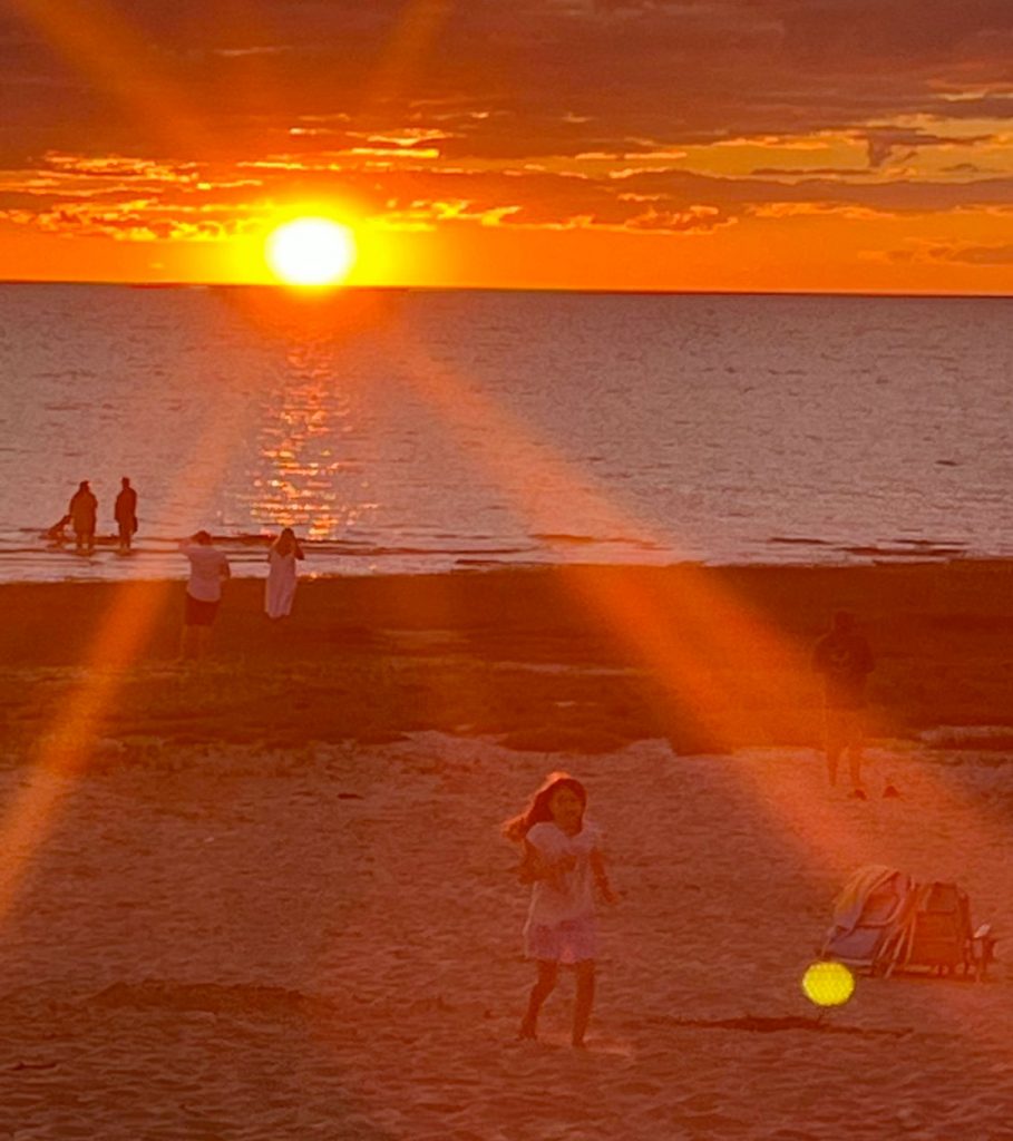 Sunset at Skaket Beach is perfect for families on vacation on Cape Cod.